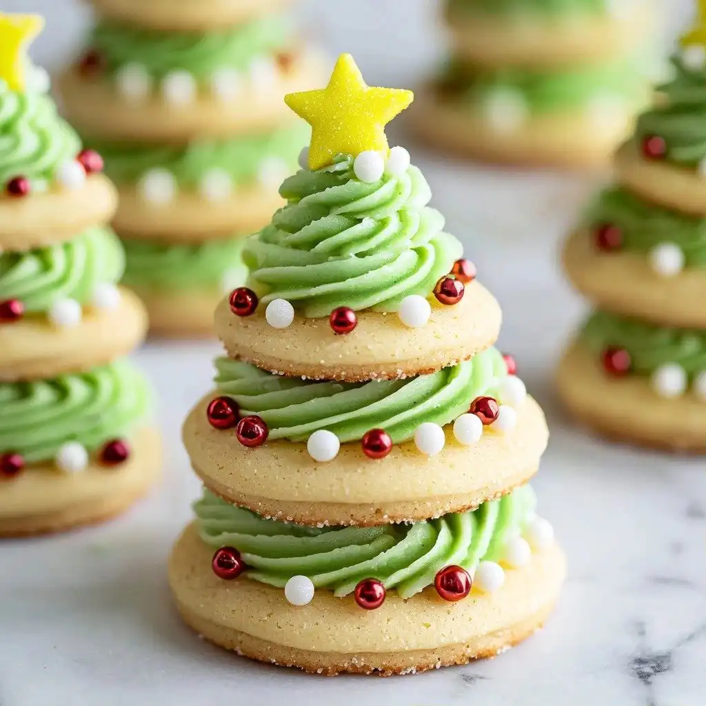 Stacked Sugar Cookie Christmas Trees - step by step