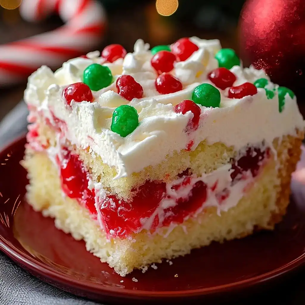 Christmas Jello Poke Cake - step by step
