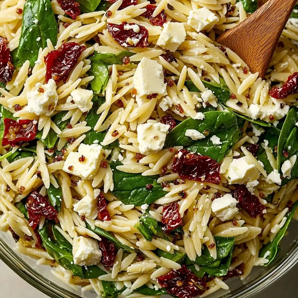 Orzo Salad with Spinach, Feta & Sundried Tomatoes - step by step