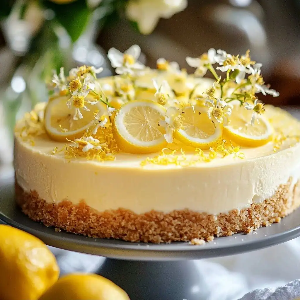Easy No Bake Lemon Cheesecake - finished dish