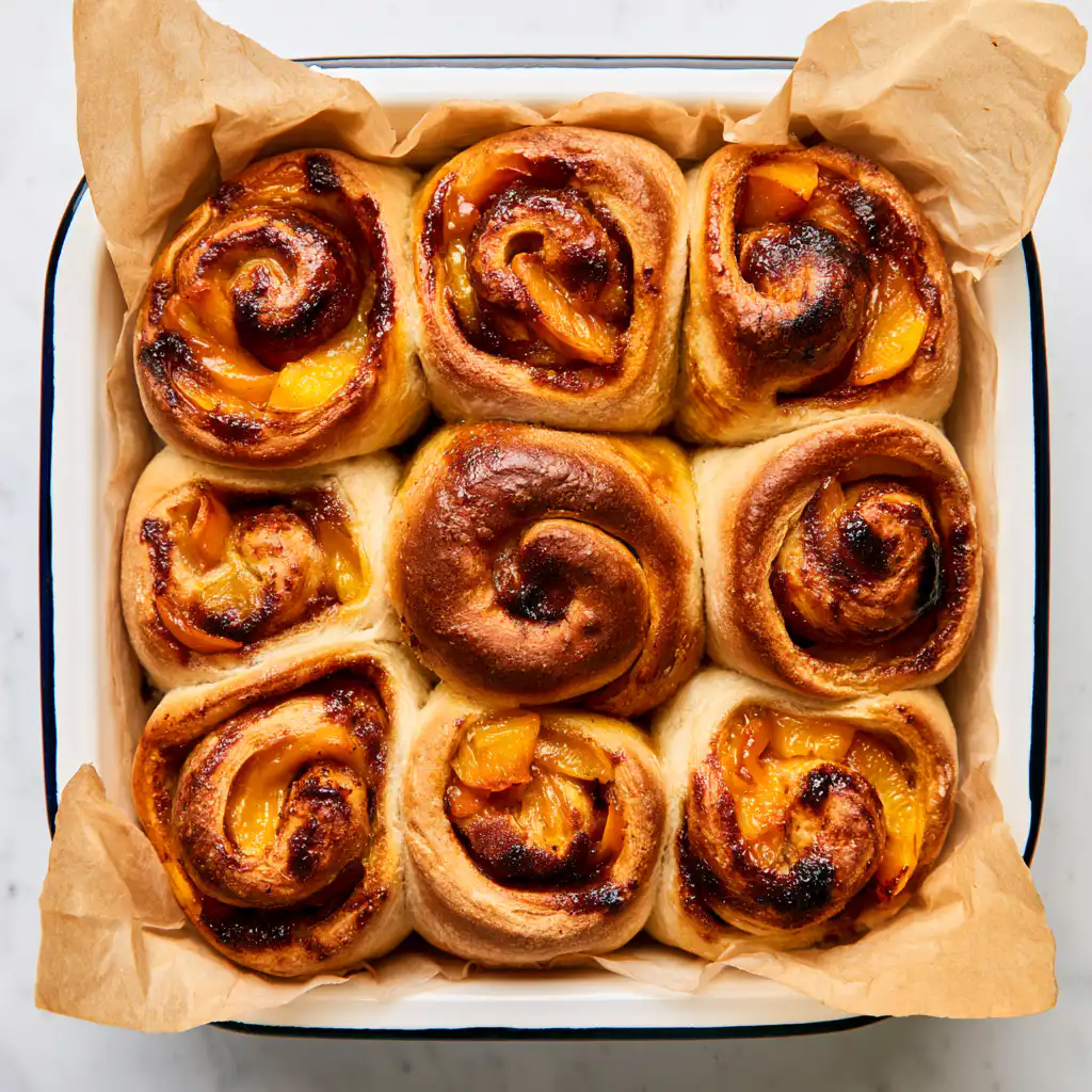 Southern Peach Cobbler Cinnamon Rolls - step by step